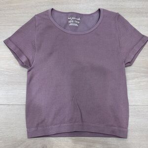 UO Out From Under Everyday Seamless Ribbed Knit Tee, Mauve, XS/S